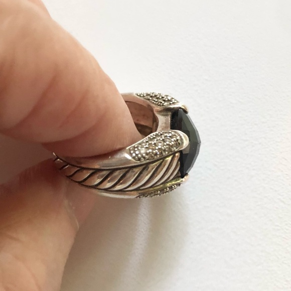 DAVID YURMAN Onyx & Diamond Cable Ring - Picture 9 of 13